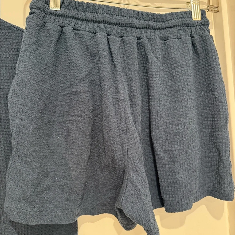 Target Navy Blue Short Sleeve Top and Drawstring Shorts Pajama Set - Picture 4 of 4